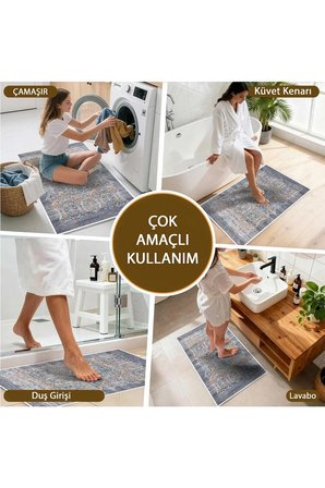 Banyo Paspası, Yumuşak Banyo Halısı, Kaymaz Dot Tabanlı, Yıkanabilir - 60x100
