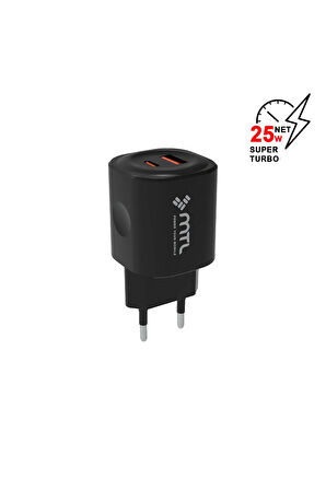 Samsung Galaxy S25 Edge Uyumlu Pd Type-C To Type-C ve USB Çift Giriş 25W Şarj Seti MT-A1725