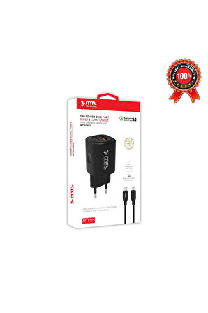 Lg Velvet 5g Uyumlu Pd Type-C To Type-C ve USB Çift Giriş 25W Şarj Seti MT-A1725