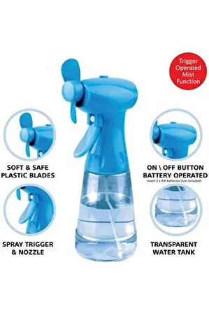 Tastech Sulu El Fanı Vantilatör Serinletici Mini Klima Yüz Soğutma Fanı 350 ml Su Tankı Pilli Water Spray