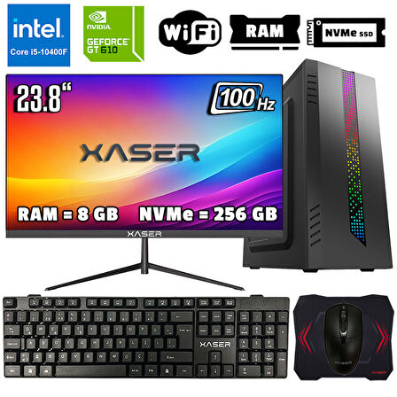 Xaser Xsr1045 i5 10400F 8GB Ram 256GB M.2 NVMe SSD 2GB GT610 Ekran Kartı 23.8" Monitör Masaüstü Ofis Bilgisayarı