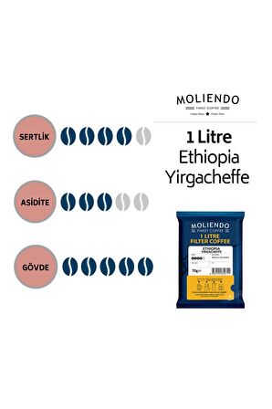 Moliendo 1 Litre Ethiopia Yirgacheffe Filtre Kahve 70 G.