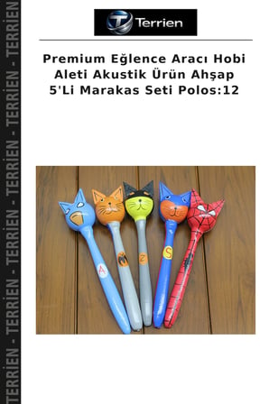 Premium Eğlence Aracı Hobi Aleti Akustik Ürün Ahşap 5'Li Marakas Seti Polos:12