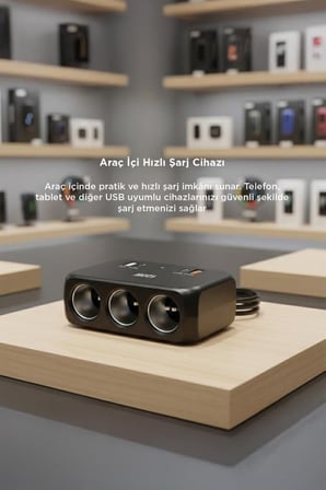 Özel Seri Destek Kullanım Günlük Araç Şarj Cihazı Çakmaklık Girişli 120W G18 Siyah QC4.0