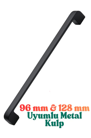 10 Adet Radius Siyah Metal Mobilya Kulpu 96 mm / 9,6 cm Uyumlu Modern Mutfak Dolabı Çekmece Kulbu