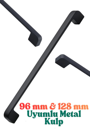 10 Adet Radius Siyah Metal Mobilya Kulpu 96 mm / 9,6 cm Uyumlu Modern Mutfak Dolabı Çekmece Kulbu
