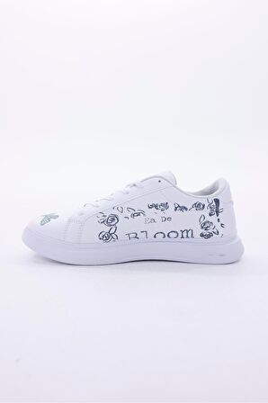 Dijital Baskı Kadın Beyaz - Bloom Desenli Ayakkabı