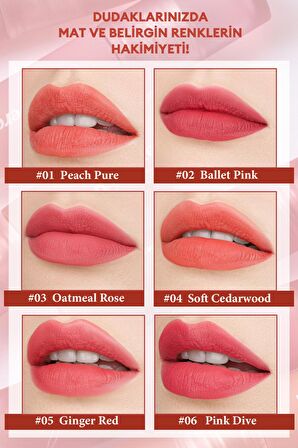 Mat Bitişli, Dolgun ve Pürüzsüz Görünüm Sunan Tint Peripera Ink Mood Matte Tint (01 Peach Pure)