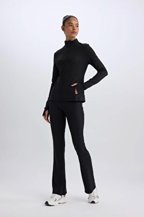 DeFactoFit Flare Fit Beli Saran İspanyol Paça Standart Boy Sporcu Eşofman Altı C9192AX25SPBK81