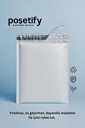 Balonlu Beyaz Kargo Poşeti 15x20+5 cm | 140 gr Bantlı Patpatlı Kargo Poşeti | 5’li E-Ticaret Poşeti