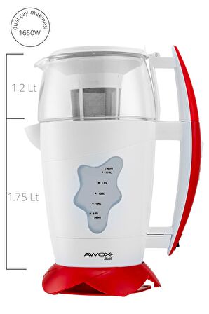 Awox Dual Elektrikli Çay Makinesi Beyaz-Kırmızı
