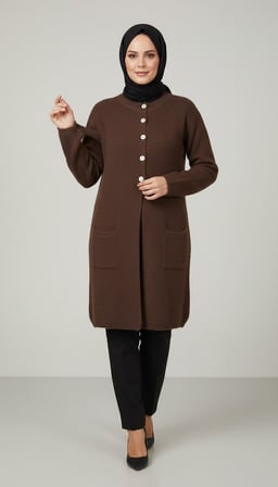 KADIN ORTA YAŞ VE ÜZERİ DÜĞMELİ CEPLİ ANGORA HIRKA