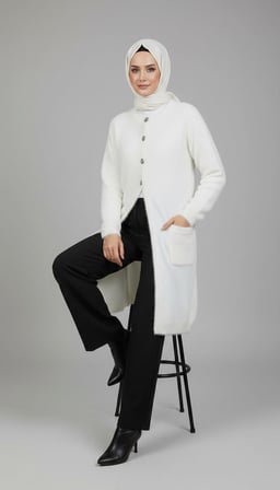 KADIN ORTA YAŞ VE ÜZERİ DÜĞMELİ CEPLİ ANGORA HIRKA