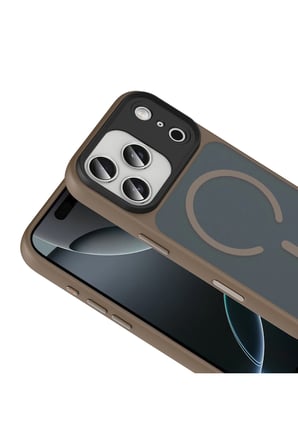 Gpack İphone 18 Pro Max Kılıf Flet Wireless Şarj Özellikli Mat Arka Yüzey Bej + Ekran Koruyucu