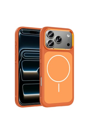Gpack İphone 18 Pro Max Kılıf Sanremo Magsafe Şarj Özellikli Metal Kamera Çerçeveli Silikon + Ekran Koruyucu