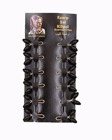  Baysem Eşarp Şal Klipsi Paket - Desen-10 - Siyah -97