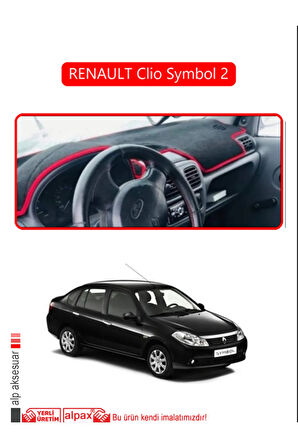 Renault Clio Symbol 2 Torpido Koruma  Halısı -  Kırmızı Kenar