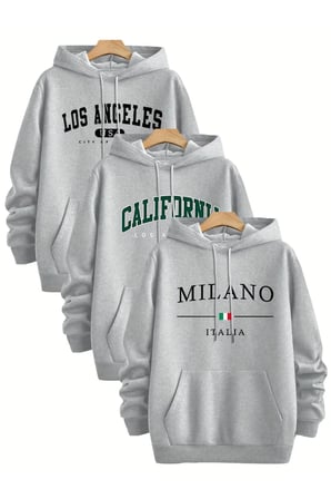 Çok Renkli Baskılı kapuşonlu Sweatshirt 3'lü Fırsat Paketi