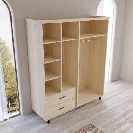 Padova 4 Kapaklı Masif Ahşap Gardırop Vernik