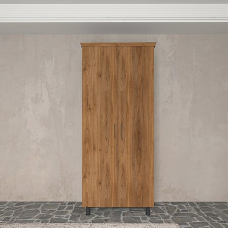 Soft Wood 2 Kapaklı Masif Ahşap Gardırop Ceviz