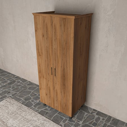 Soft Wood 2 Kapaklı Masif Ahşap Gardırop Ceviz