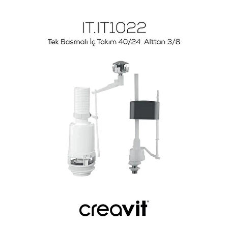 Creavit Pitta Alttan Çıkışlı Klozet + Rezervuar + İç Takım + Çınar TP Yavaş Kapanan Kapak 4 'lü Set