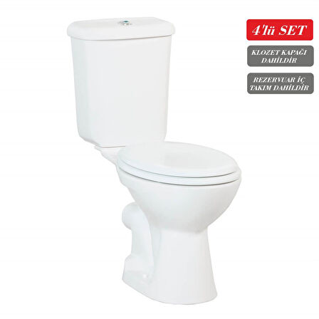 Creavit Pitta Arkadan Çıkışlı Klozet + Rezervuar + İç Takım + Çınar TP Yavaş Kapanan Kapak 4 'lü Set