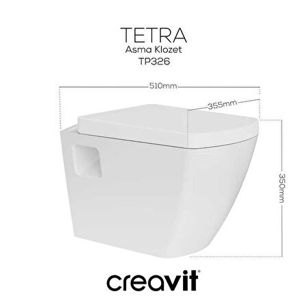 Creavit Tetra Asma Klozet (TP326.00) + Lara TP Yavaş Kapanan Kapak 2'li Set