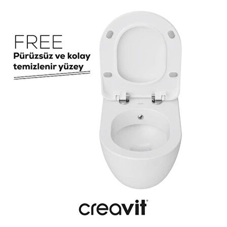 Creavit Free Asma Klozet (FE320.00) + Duck TP Yavaş Kapanan Kapak 2'li Set