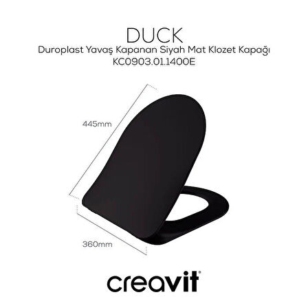 Creavit Free Asma Klozet (FE320.SM) + Duck Yavaş Kapanan Kapak Mat Siyah 2'li Set