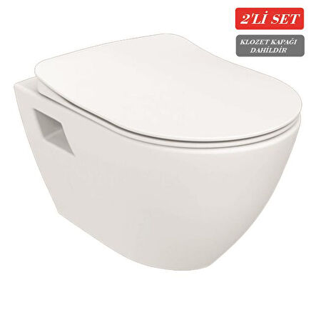 Creavit Terra Rim-Off Kanalsız Asma Klozet (TP329.00) + Duck TP Yavaş Kapanan Kapak 2'li Set
