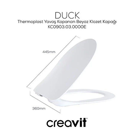 Creavit Terra Rim-Off Kanalsız Asma Klozet (TP329.00) + Duck TP Yavaş Kapanan Kapak 2'li Set