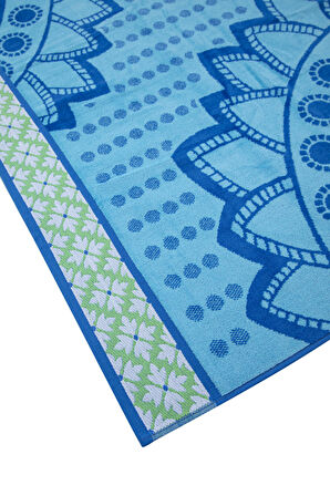 Özdilek Saint Tropez Mandala Blue Kadife Plaj Havlusu 101x178
