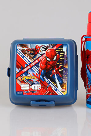 YENİ SEZON LİSANSLI SPIDERMAN 500 ML ÇELİK MATARA VE 2 KATLI BESLENME KUTUSU / LUNCH BOX SETİ