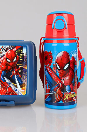 YENİ SEZON LİSANSLI SPIDERMAN 500 ML ÇELİK MATARA VE 2 KATLI BESLENME KUTUSU / LUNCH BOX SETİ