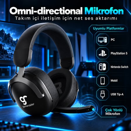 GameRaider Phase Stereo Kablosuz Gaming Kulaklık – 2 Yıl Birebir Değişim Garantili