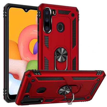 Gpack Samsung Galaxy A21 Kılıf Tank Koruma Vega Standlı Yüzüklü Mıknatıslı