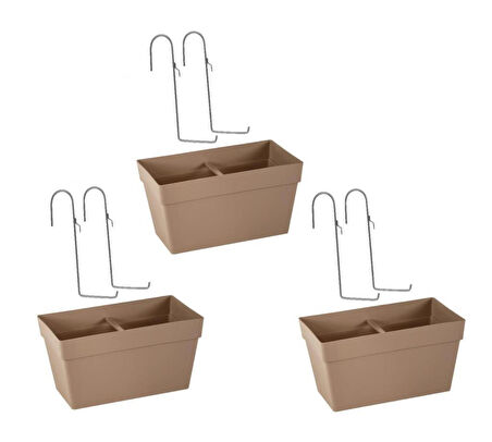 Omnipazar SO-YB01A Askılı Yalı Balkon Saksı 6.5 lt Mocha 3 Adet