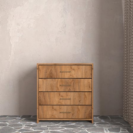 Soft Wood 4 Çekmeceli Masif Ahşap Şifonyer Ceviz
