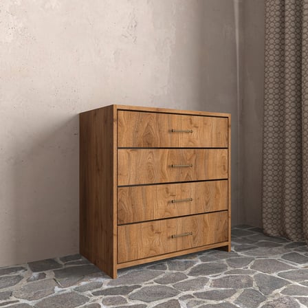 Soft Wood 4 Çekmeceli Masif Ahşap Şifonyer Ceviz