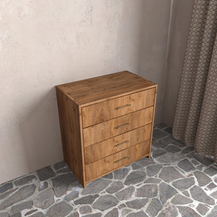 Soft Wood 4 Çekmeceli Masif Ahşap Şifonyer Ceviz