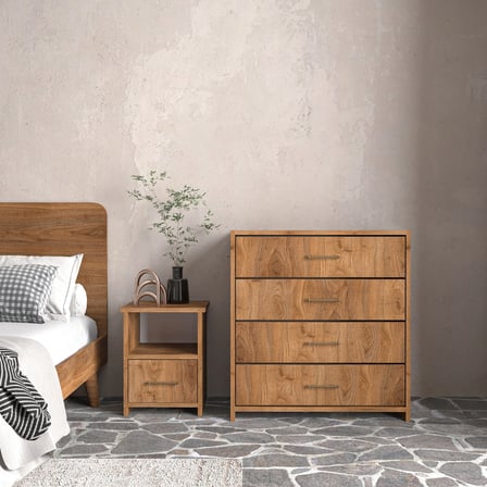 Soft Wood 4 Çekmeceli Masif Ahşap Şifonyer Ceviz