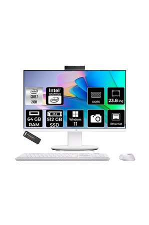 V440 Core 7 240H 64GB RAM 512GB SSD 23.8" FHD 100Hz Win11 Pro V440C716512W0DP412 All In One Bilgisayar + Per4 USB