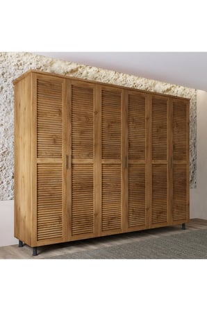 Ebruli Masif Ahşap Yatak Odası Takımı 4 Kapaklı Ceviz 180x200