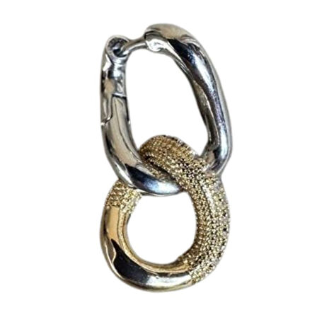 Uretti - İREM 3914 1582 Zirkon Taş Detaylı İki Halka Tasarım Sallantılı Çelik Küpe