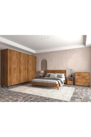 Softwood Masif Ahşap Yatak Odası Takımı 2 Kapaklı Ceviz 200x200