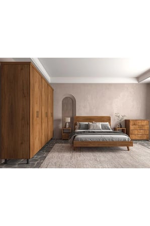 Softwood Masif Ahşap Yatak Odası Takımı 2 Kapaklı Ceviz 200x200