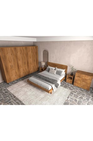 Softwood Masif Ahşap Yatak Odası Takımı 2 Kapaklı Ceviz 200x200