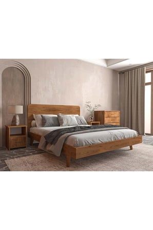 Softwood Masif Ahşap Yatak Odası Takımı 2 Kapaklı Ceviz 200x200