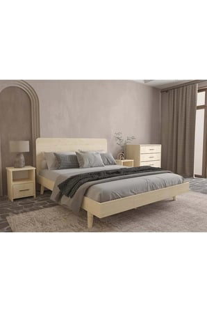 Softwood Masif Ahşap Yatak Odası Takımı 2 Kapaklı Vernik 200x200